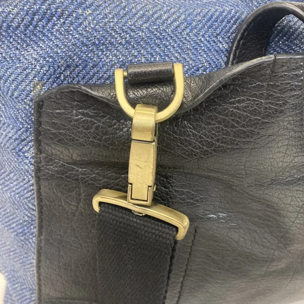 SUITSUPPLY Vintage Calf‎ Leather Wool Bag Mens Messenger Crossbody Long Strap